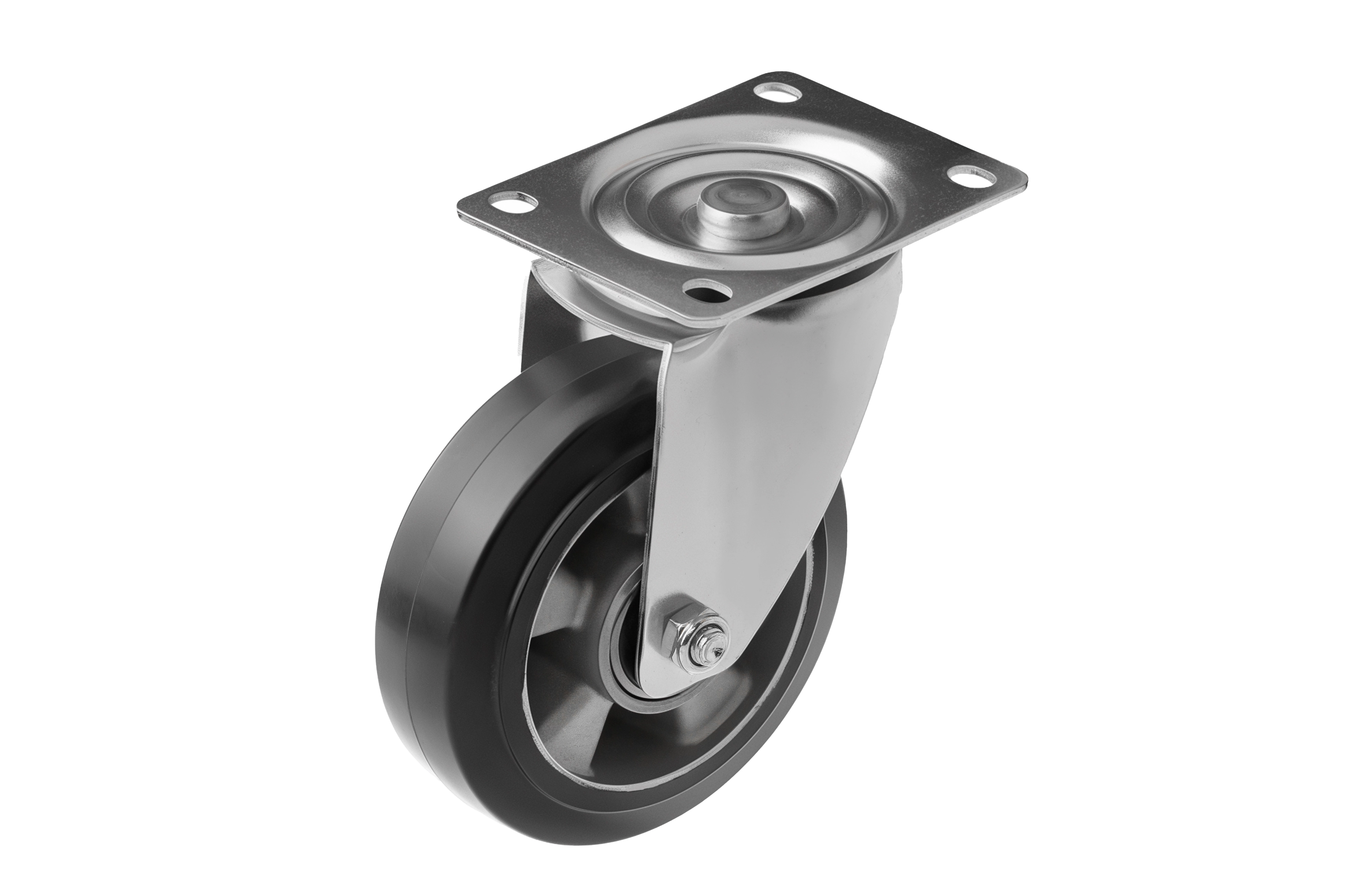 SCDL 63 - Большегрузное колесо с алюминиевым ободом 150 мм (поворот., площадка, черная резина, шарикоподш.)