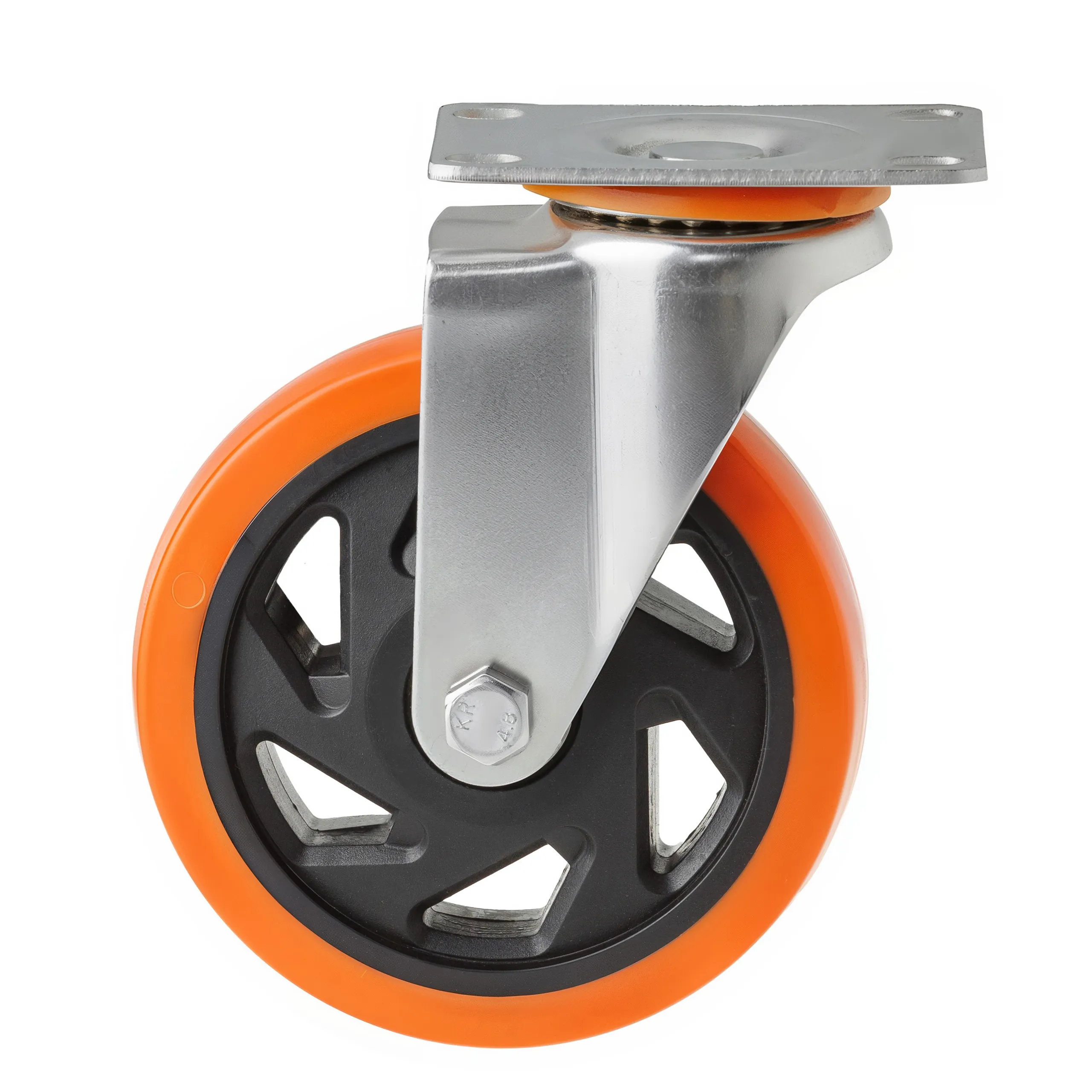 Промышленное колесо с полиуретановой шинкой, диаметр 125мм, поворотное, крепление площадка, шариковый подшипник - SCM 55