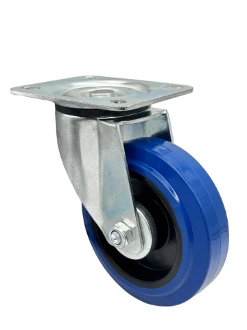 SRCL 63 - Промышленное усиленное колесо синяя резина 160 мм (площ., повор.,  роликоподш.)