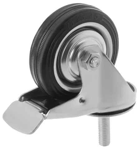 SCtb 93 (12) - Промышленное колесо 75 мм, болт М12 (поворотн., тормоз, черн. рез., роликоподш.)